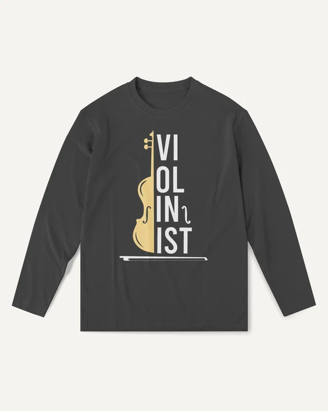 Violinist Long-Sleeve T-Shirt in Black — front