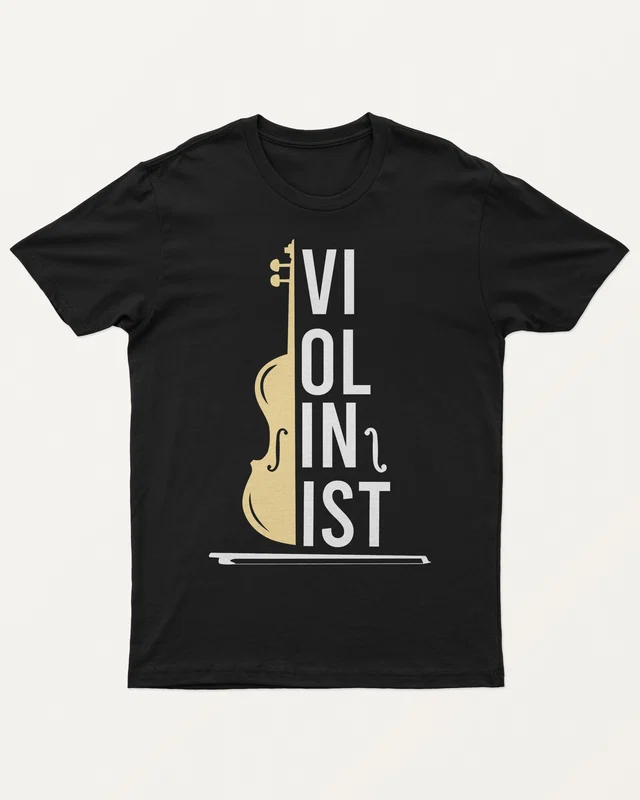 Violinist Regular T-Shirt in Black — front