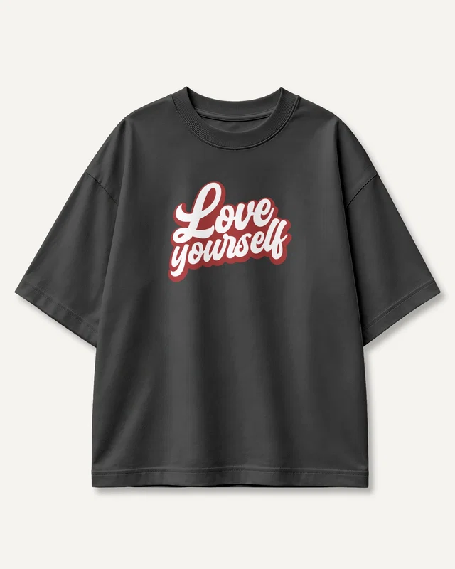Love Yourself Oversized T-Shirt in Black — front