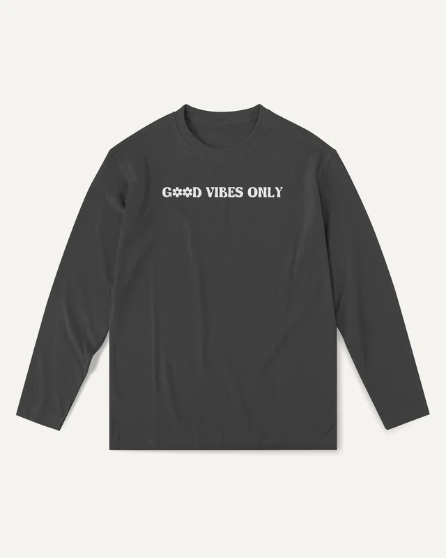 Good Vibes Only Long-Sleeve T-Shirt in Black — front