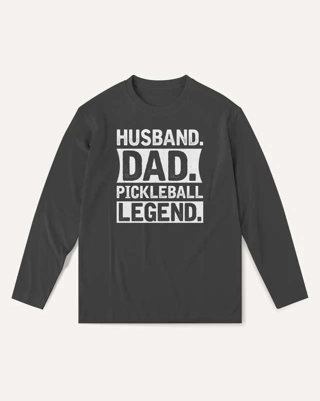 Husband Dad Pickleball Legend Long-Sleeve T-Shirt in Black — front