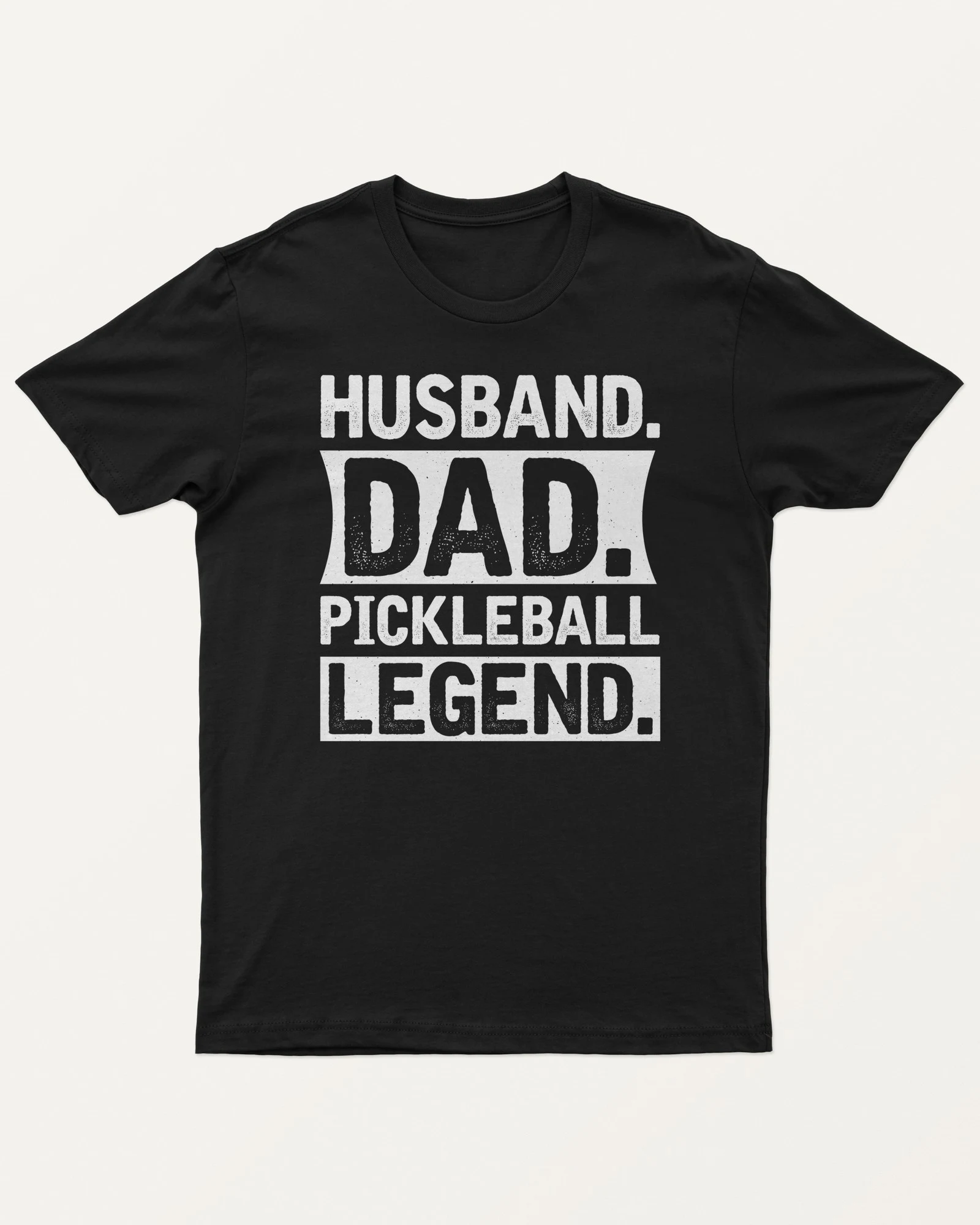 Husband Dad Pickleball Legend Regular T-Shirt in Black — front Husband Dad Pickleball Legend Regular T-Shirt in Black — front