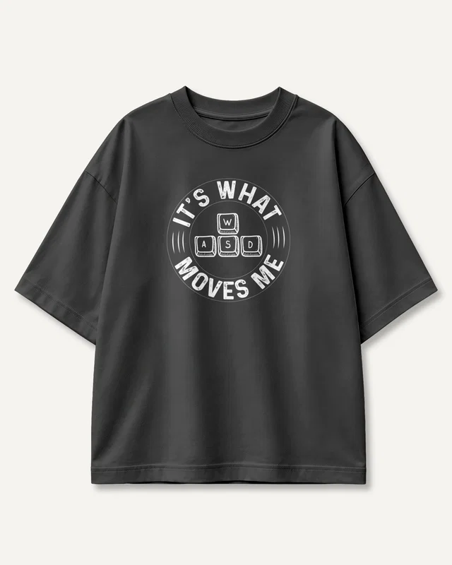 WASD It's What Moves Me Oversized T-Shirt in Black — front