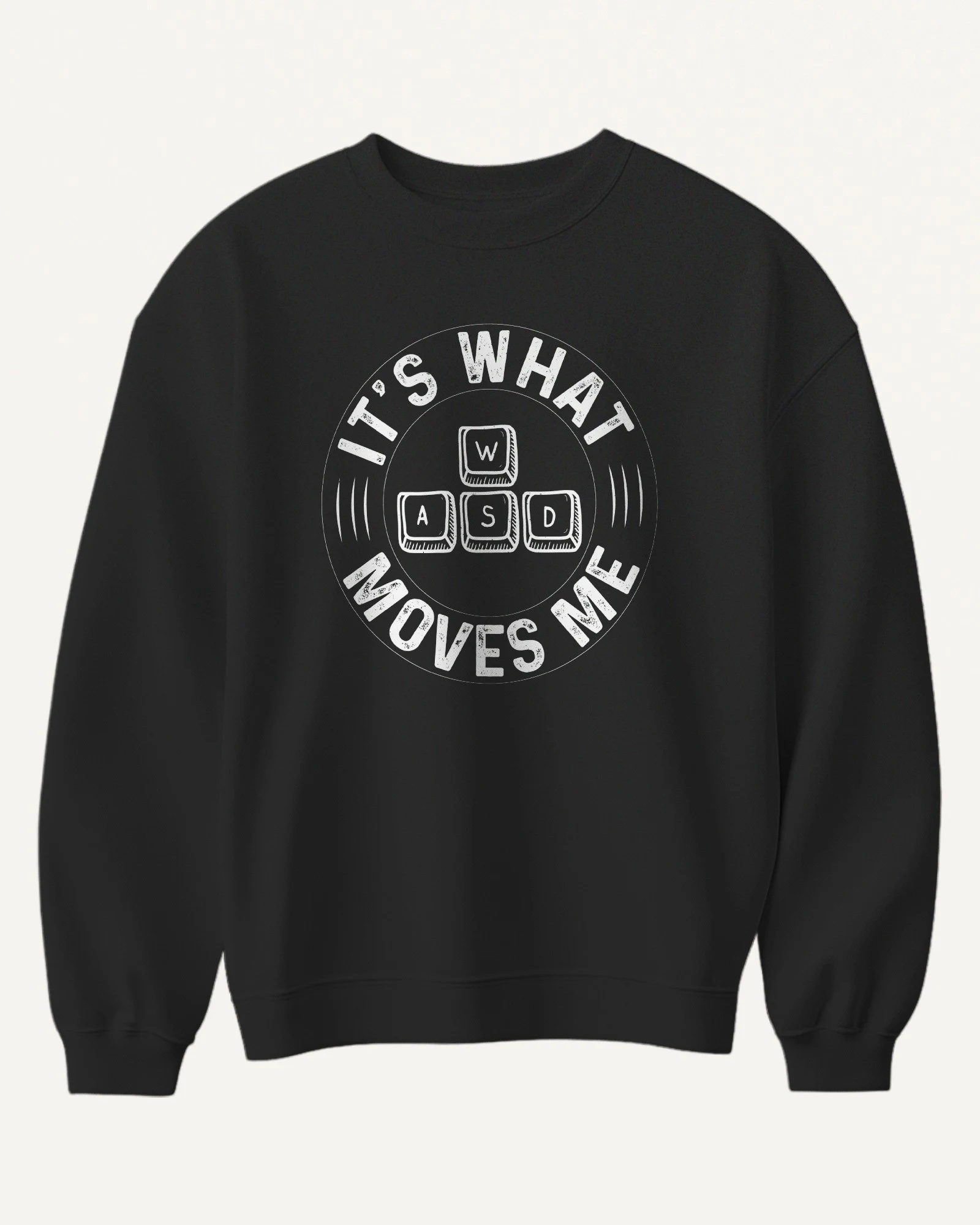WASD It's What Moves Me Sweatshirt in Black — front WASD It's What Moves Me Sweatshirt in Black — front