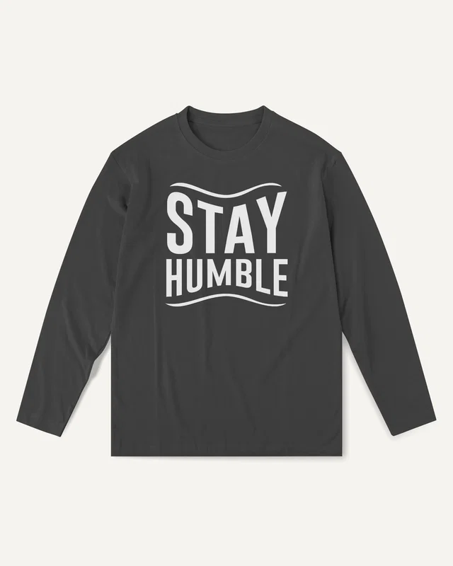 Stay Humble Long-Sleeve T-Shirt in Black — front