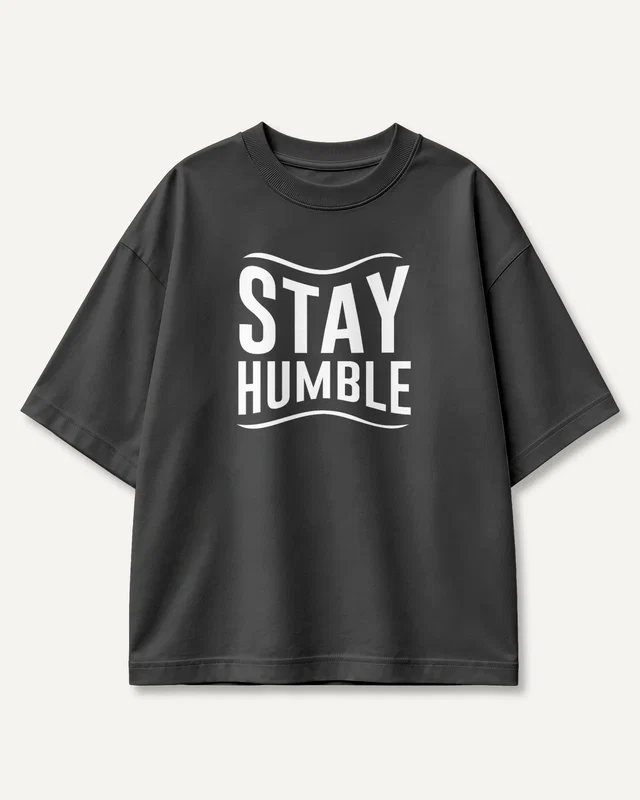 Stay Humble Oversized T-Shirt in Black — front