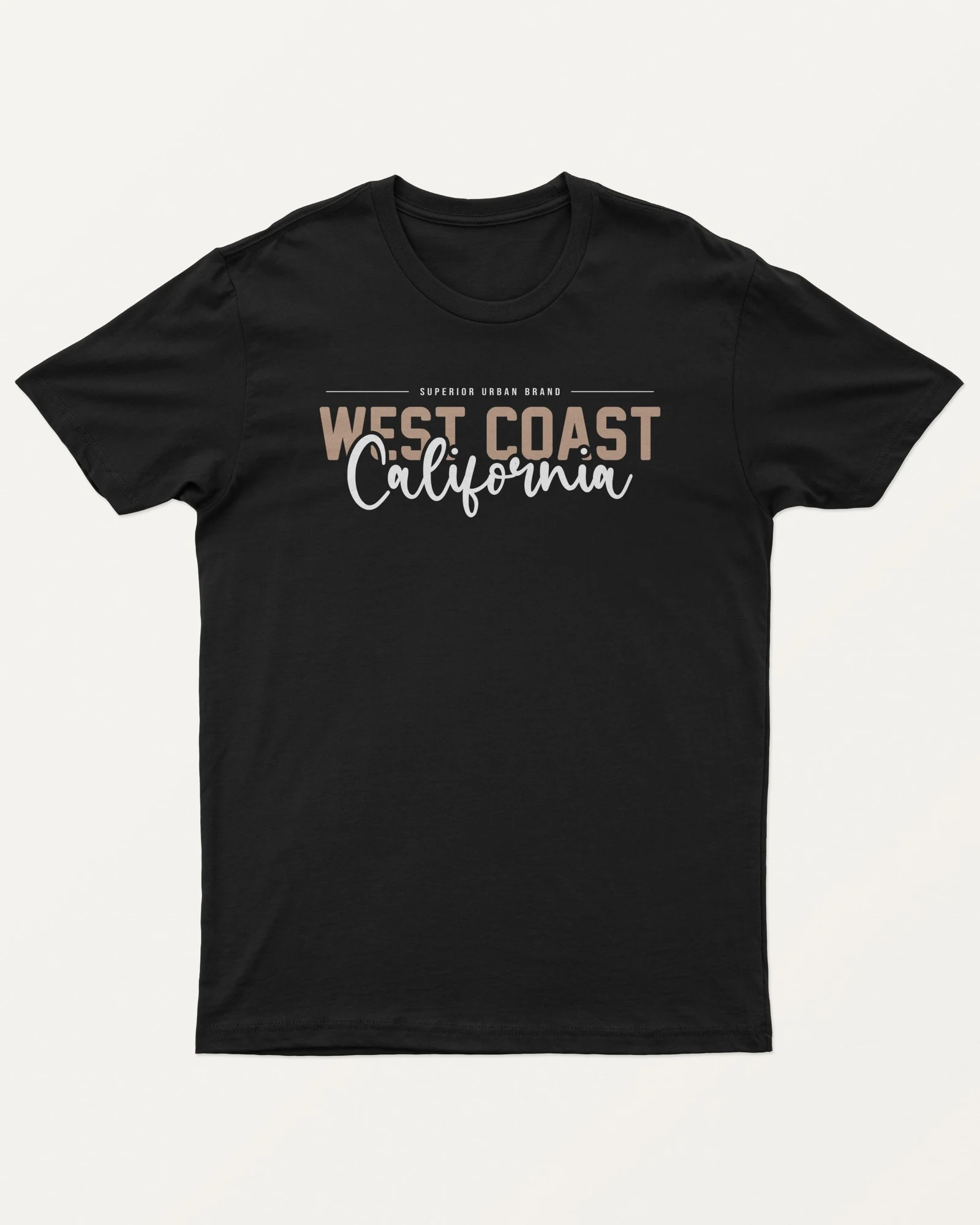 West Coast California Regular T-Shirt in Black — front West Coast California Regular T-Shirt in Black — front