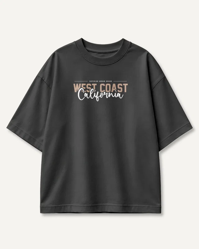 West Coast California Oversized T-Shirt in Black — front