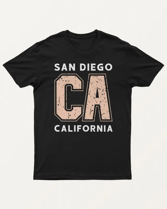 San Diego CA California Regular T-Shirt in Black — front
