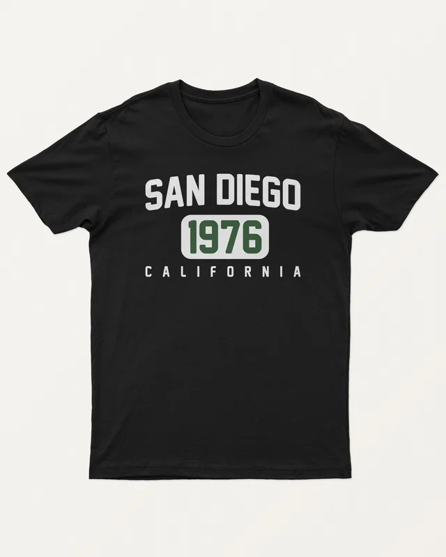 San Diego 1976 California Regular T-Shirt in Black — front