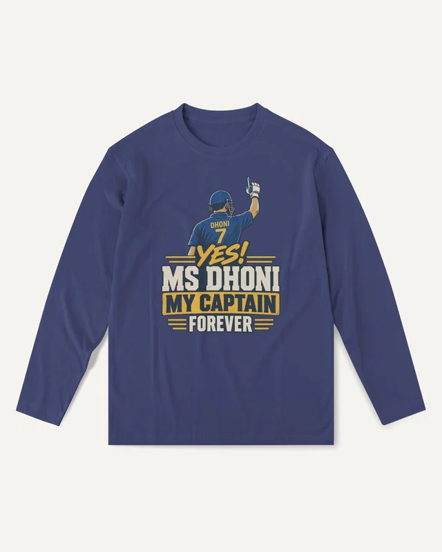 MS Dhoni My Captain Forever Long-Sleeve T-Shirt in Royal Blue — front