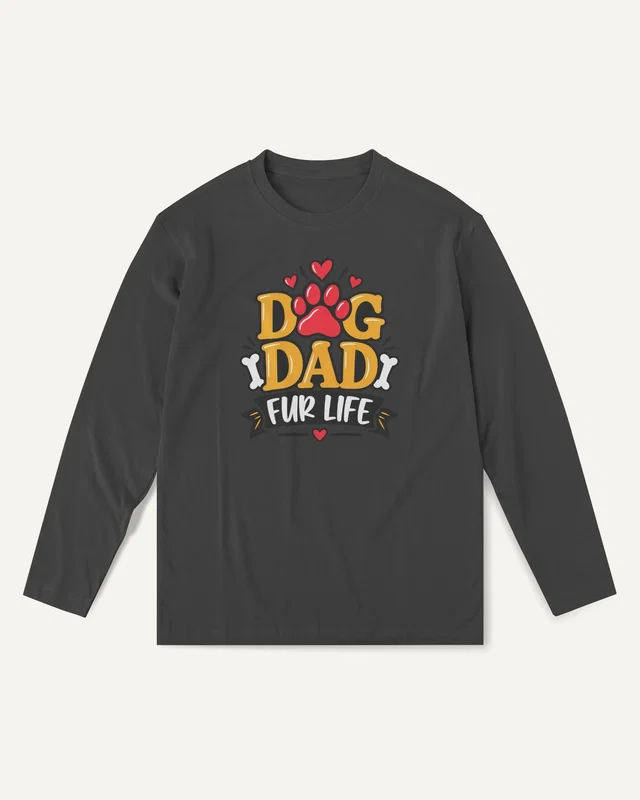 Dog Dad Fur Life Long-Sleeve T-Shirt in Black — front