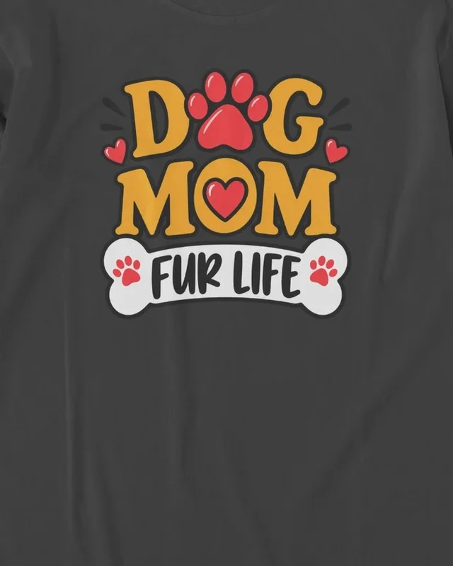 Dog Mom Fur Life Long-Sleeve T-Shirt in Black — design detail