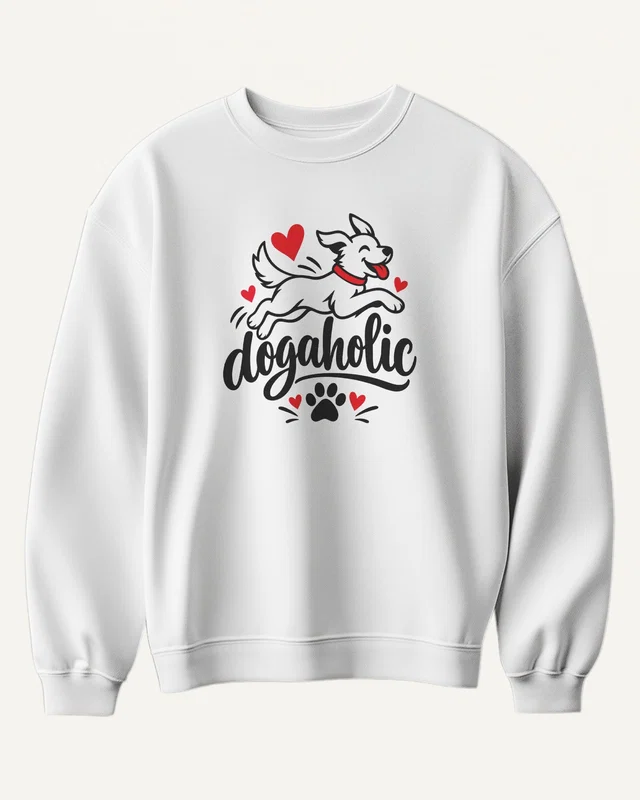 Dogaholic Sweatshirt in White — front