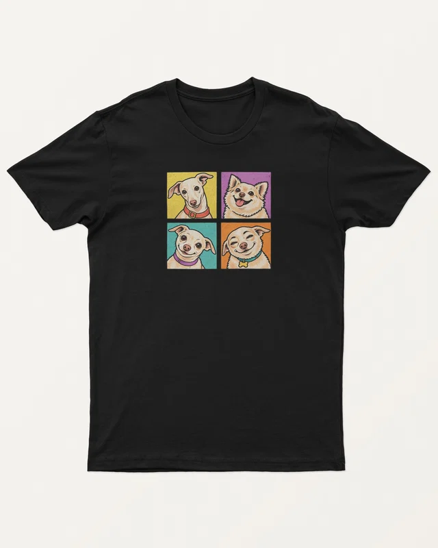 Dog Expressions Regular T-Shirt in Black — front