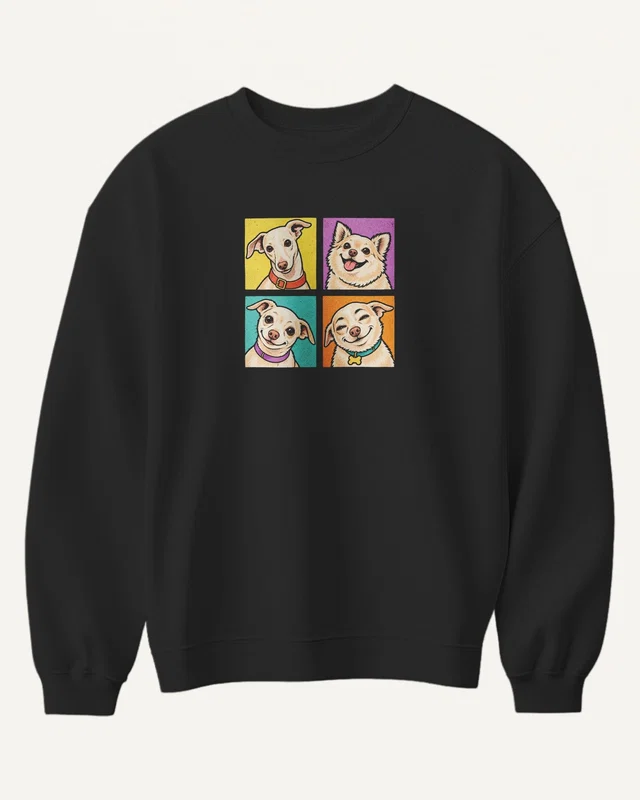 Dog Expressions Sweatshirt in Black — front