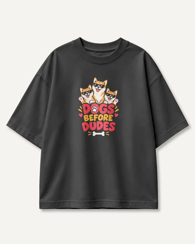 Dogs Before Dudes Oversized T-Shirt in Black — front