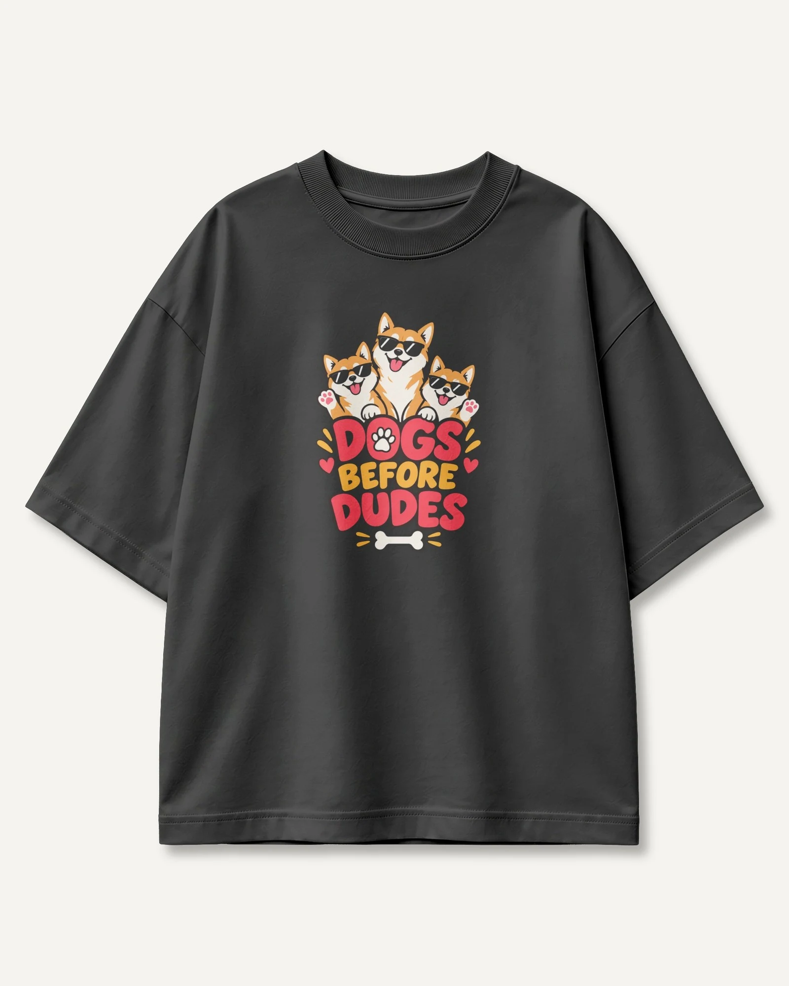 Dogs Before Dudes Oversized T-Shirt in Black — front Dogs Before Dudes Oversized T-Shirt in Black — front