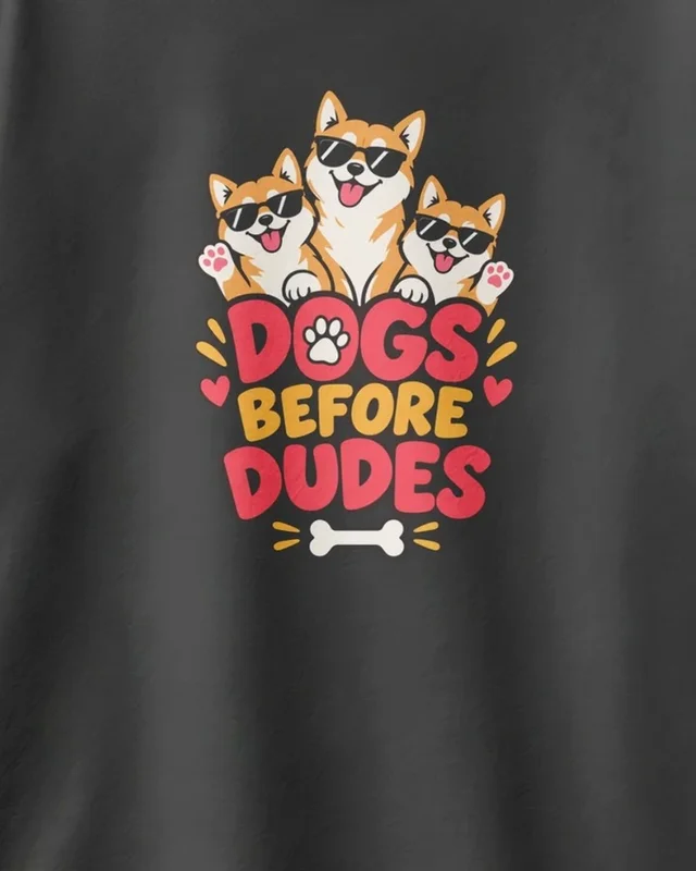 Dogs Before Dudes Oversized T-Shirt in Black — design detail