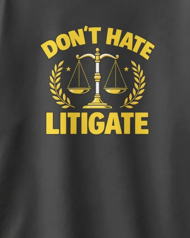Don't Hate Litigate Oversized T-Shirt in Black — design detail