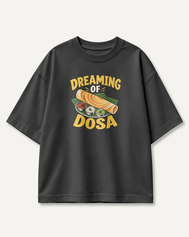 Dreaming of Dosa Oversized T-Shirt in Black — front