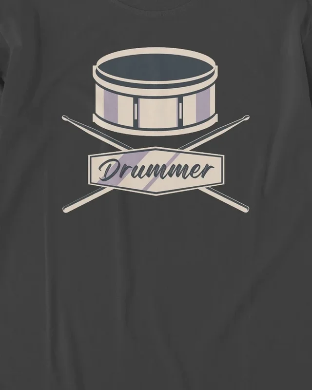 Drummer Long-Sleeve T-Shirt in Black — design detail