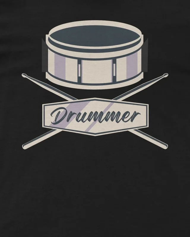 Drummer Regular T-Shirt in Black — design detail