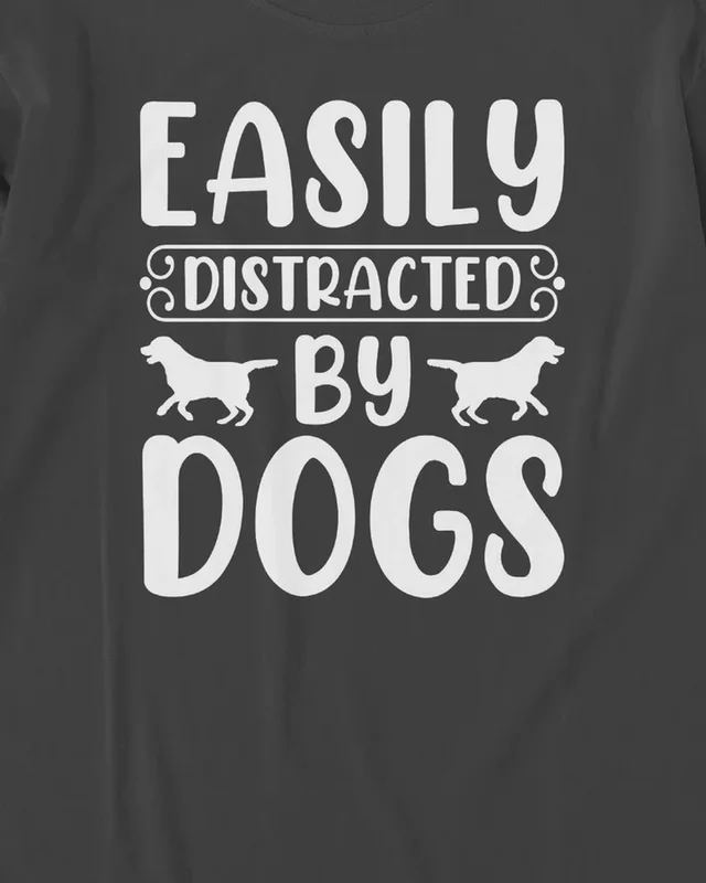 Easily Distracted by Dogs Long-Sleeve T-Shirt in Black — design detail