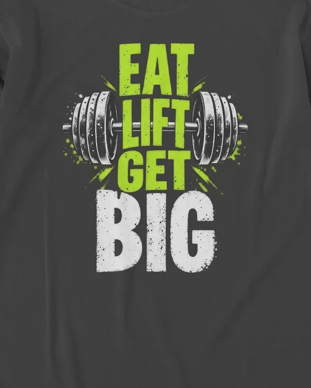 Eat Lift Get Big Long-Sleeve T-Shirt in Black — design detail