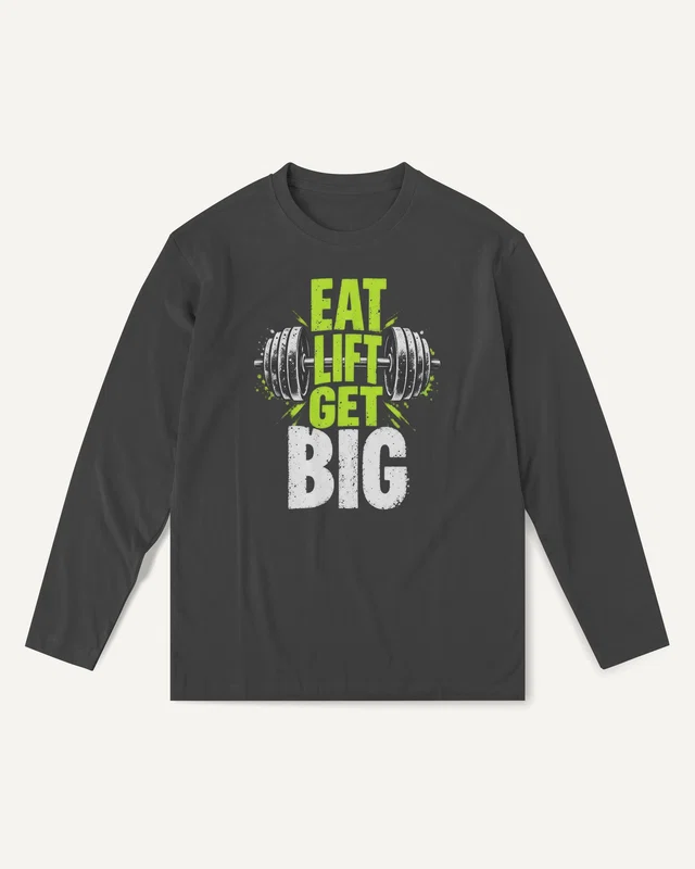 Eat Lift Get Big Long-Sleeve T-Shirt in Black — front
