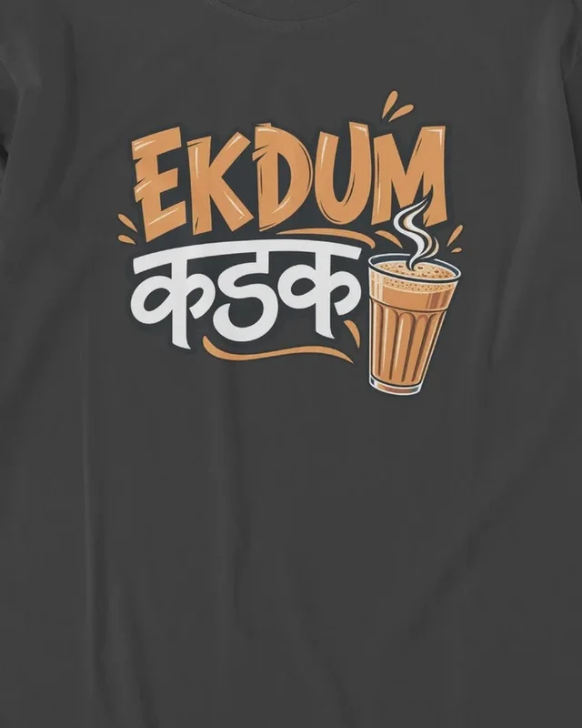 Ekdum Kadak Long-Sleeve T-Shirt in Black — design detail