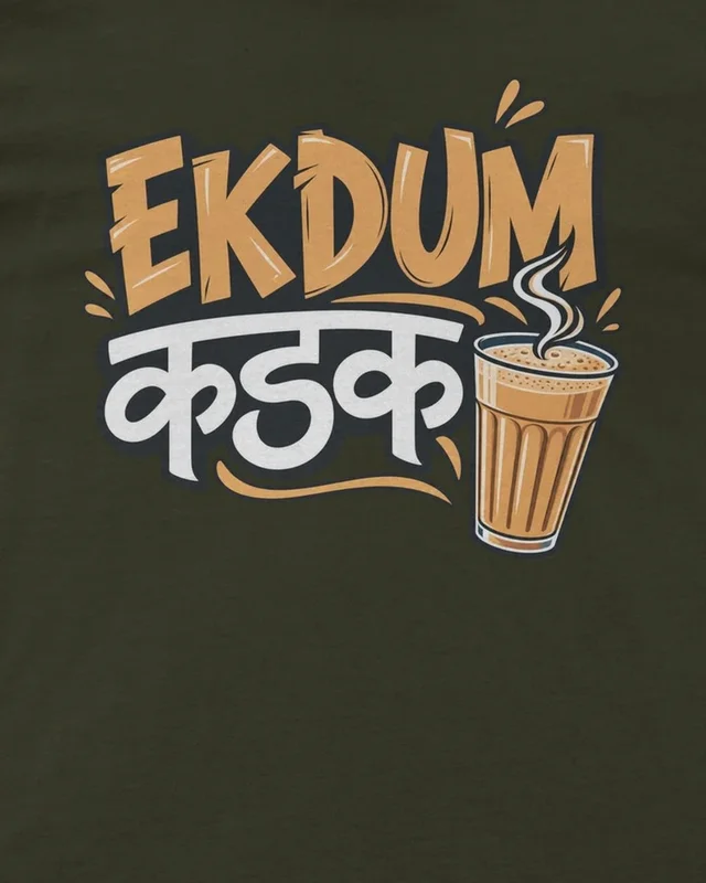 Ekdum Kadak Regular T-Shirt in Olive Green — design detail