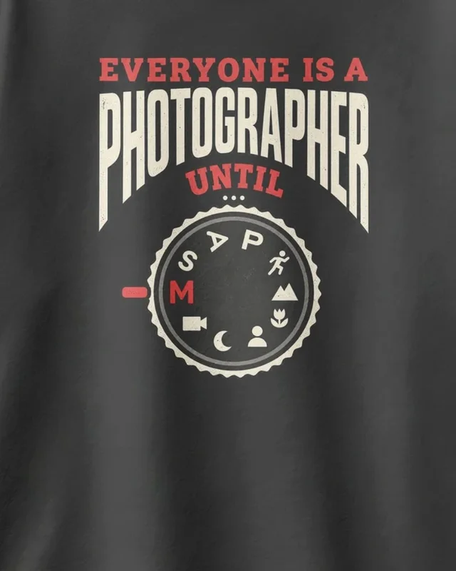 Everyone Is a Photographer Until Manual Mode Oversized T-Shirt in Black — design detail