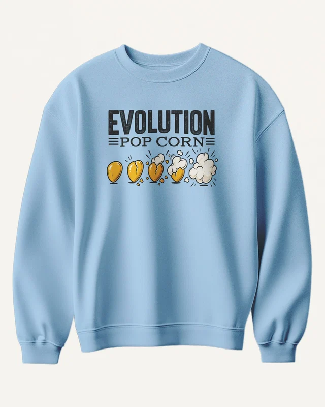 Popcorn Evolution Sweatshirt in Baby Blue — front