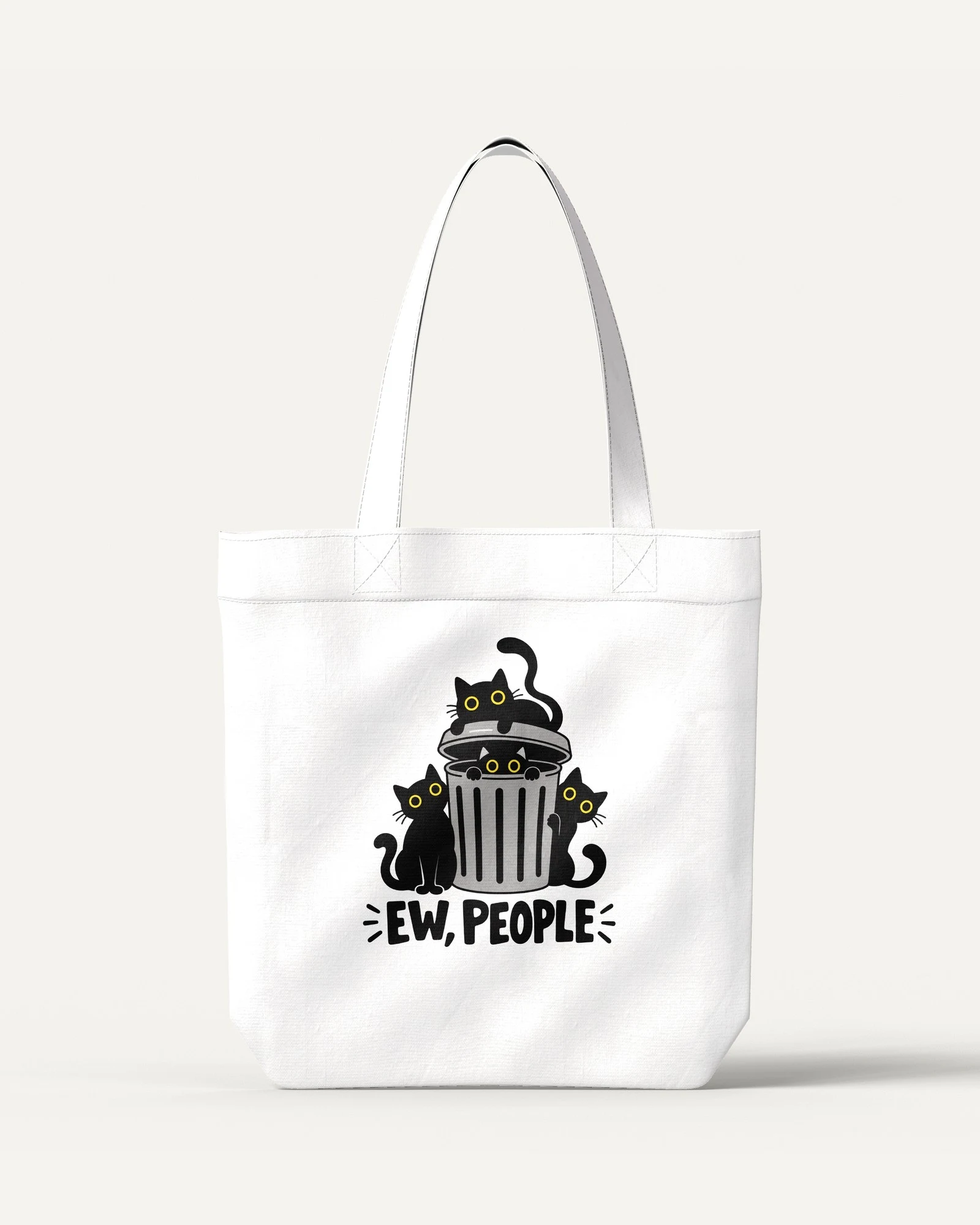 Ew People Cats Zipper Tote Bag White front Ew People Cats Zipper Tote Bag in White — front