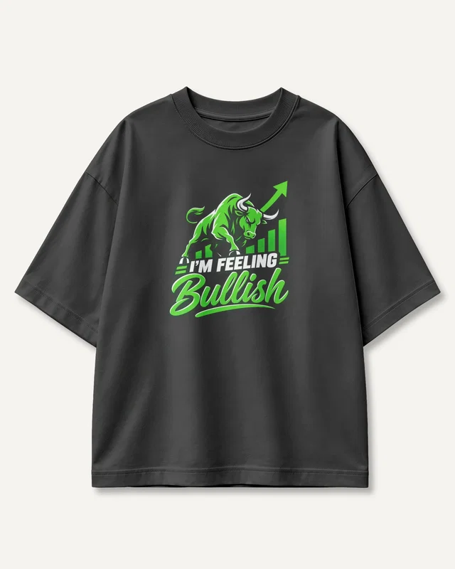 I'm Feeling Bullish Oversized T-Shirt in Black — front