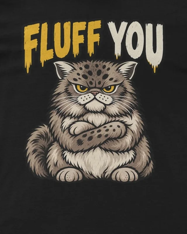 Fluff You Regular T-Shirt in Black — design detail