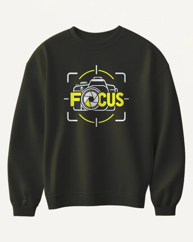 Focus Camera Sweatshirt in Olive Green — front