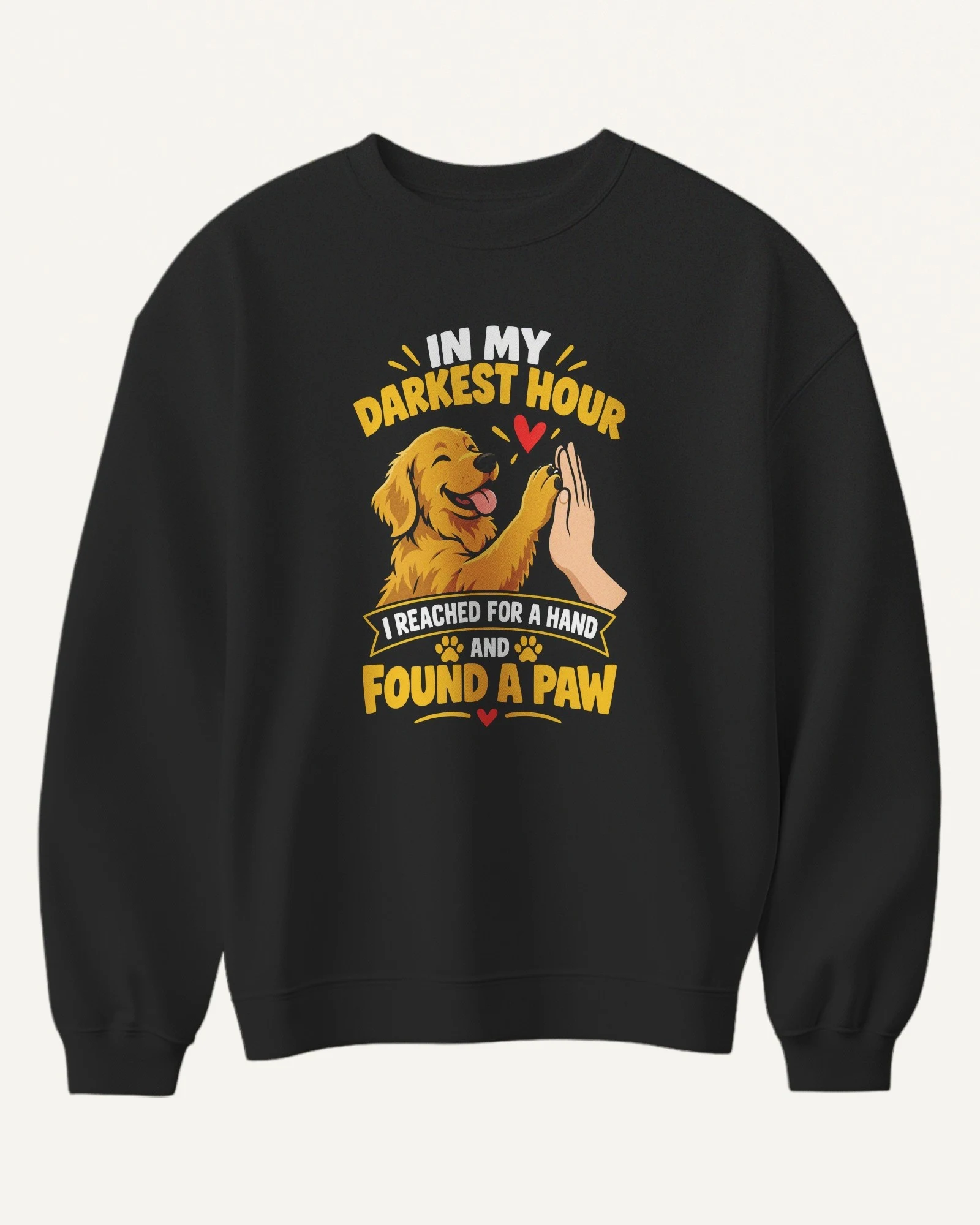 Found a Paw Sweatshirt in Black — front Found a Paw Sweatshirt in Black — front
