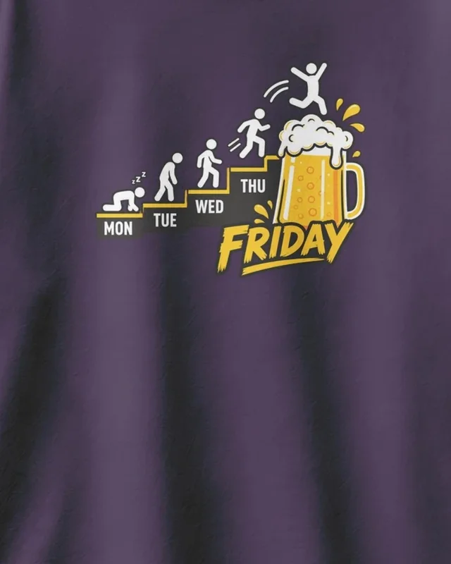 Friday Beer Evolution Oversized T-Shirt in Purple — design detail