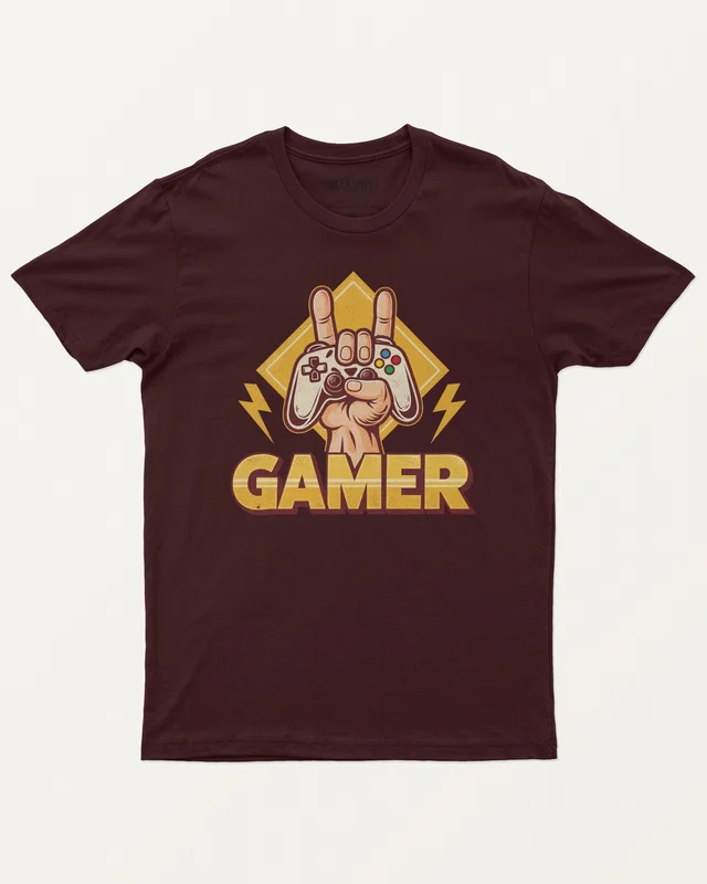 Gamer Hand Regular T-Shirt in Maroon — front