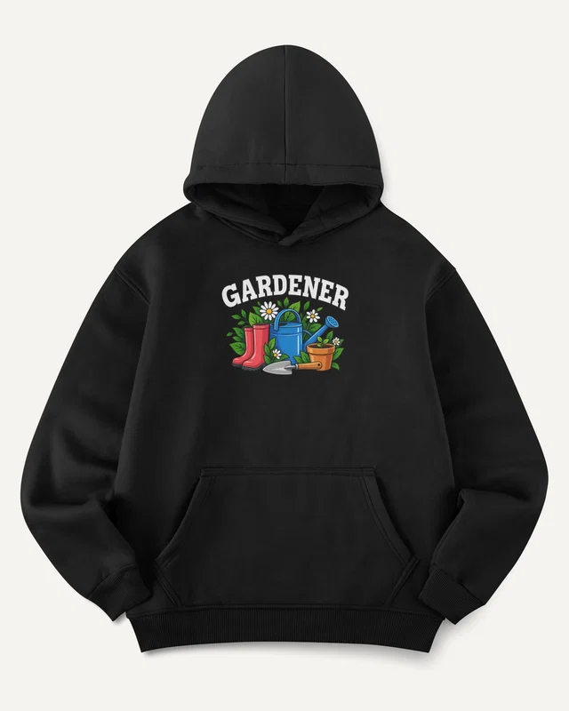 Gardener Graphic Hoodie in Black — front