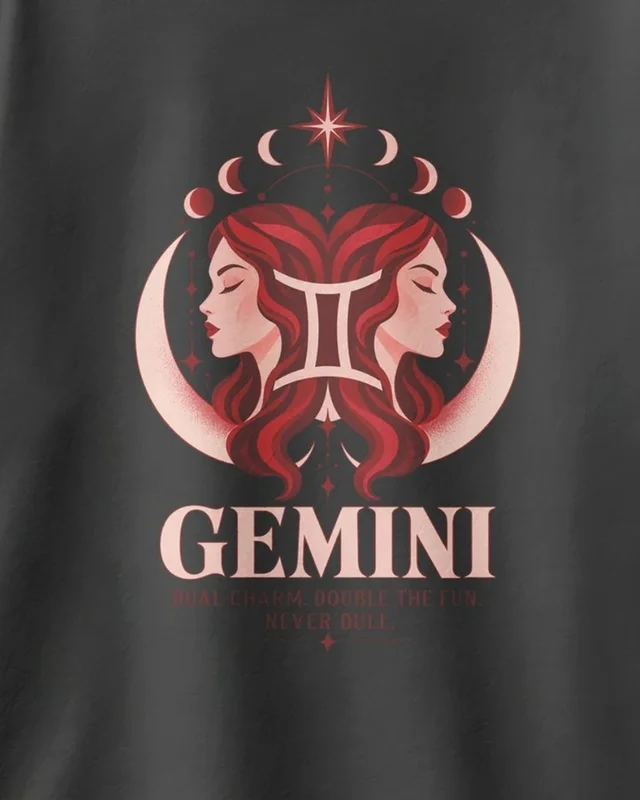 Gemini Oversized T-Shirt in Black — design detail