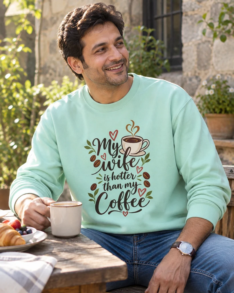 My Wife Is Hotter Than My Coffee Sweatshirt in Mint — For Husband