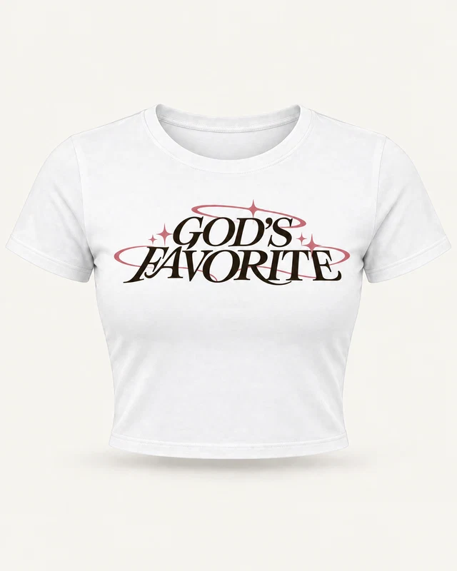 God's Favorite Graphic Crop Top in White — product front