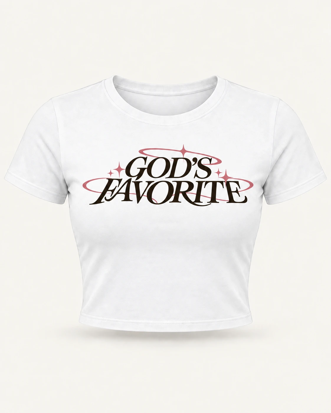 God's Favorite Graphic Crop Top in White — product front God's Favorite Graphic Crop Top in White — product front