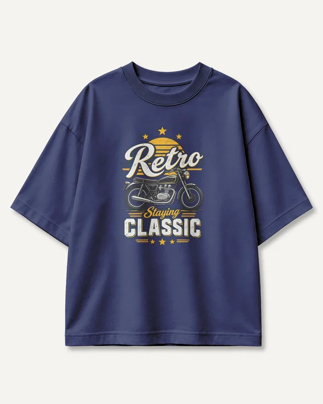 Retro Staying Classic Oversized T-Shirt in Royal Blue — front