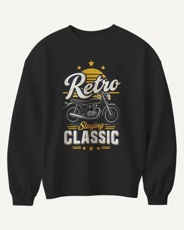 Retro Staying Classic Sweatshirt in Black — front
