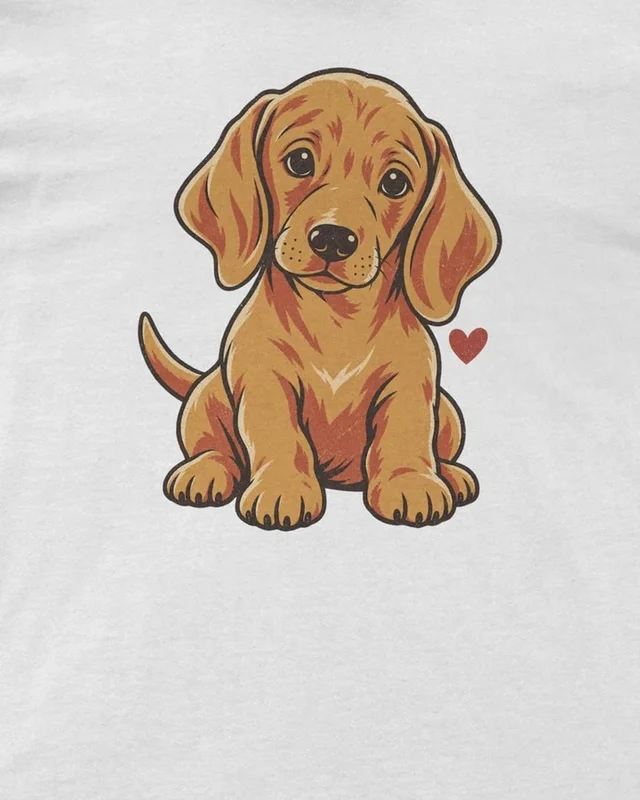 Golden Puppy Regular T-Shirt in White — design detail