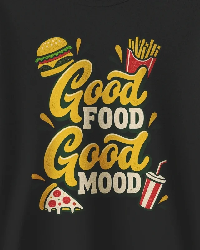 Good Food Good Mood Sweatshirt in Black — design detail